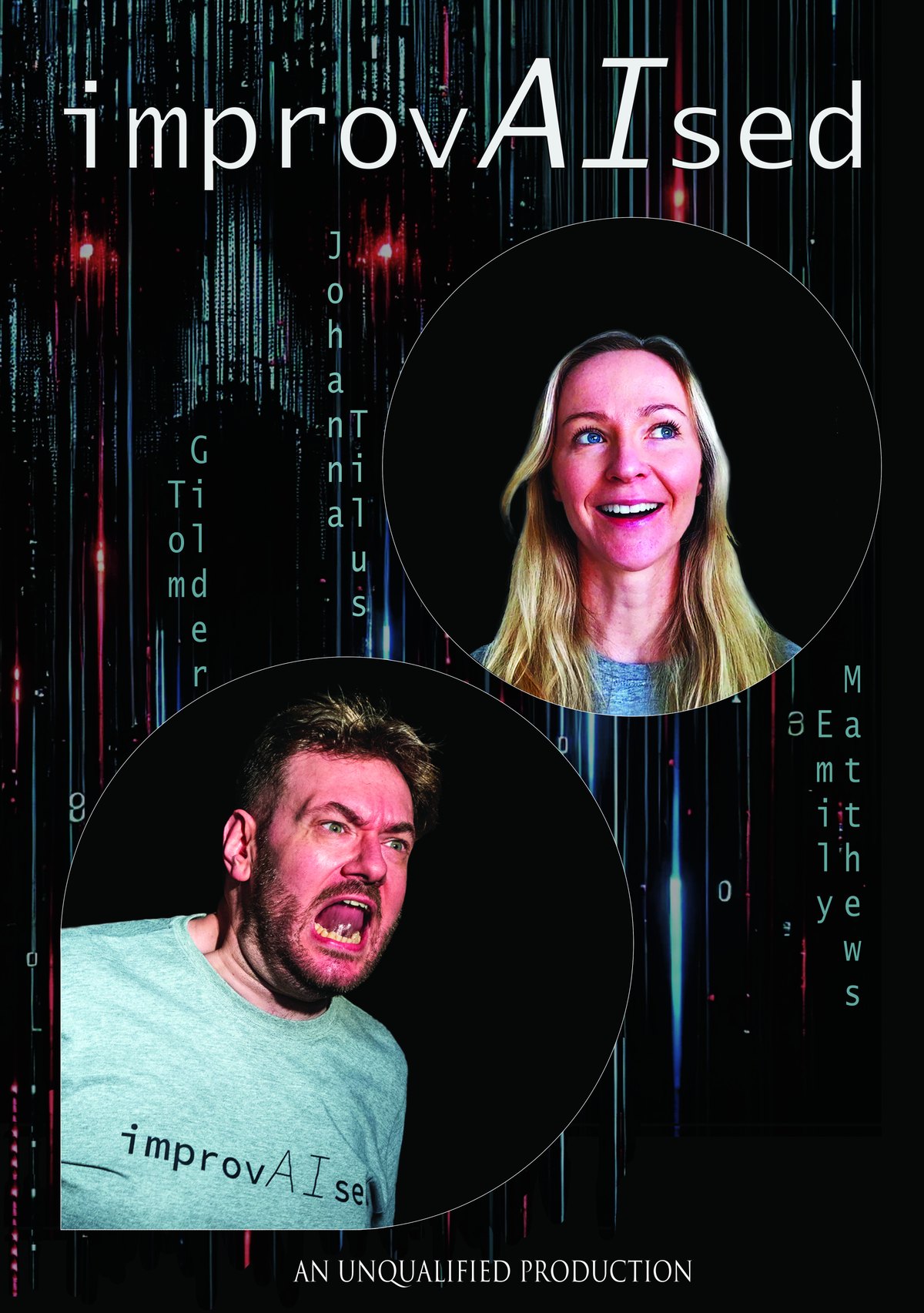 ImprovAIsed MATRIX poster featuring Tom Gilder and Emily Matthews